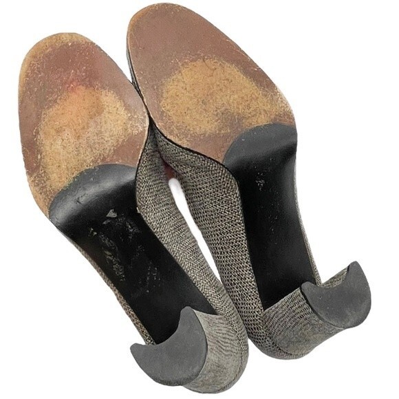 Vintage Stuart Weitzman Taupe Smoke Leather Iguana Print Pumps Women’s Size 6.5 - Picture 12 of 13